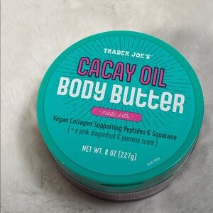 Trader Joe's Cacay Oil Body Butter, a seasonal moisturizer formulated with vegan
